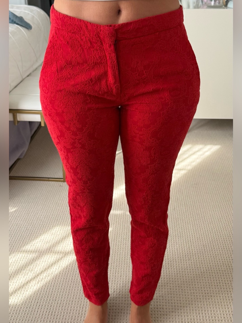 Zara Red Straight Leg Pants
